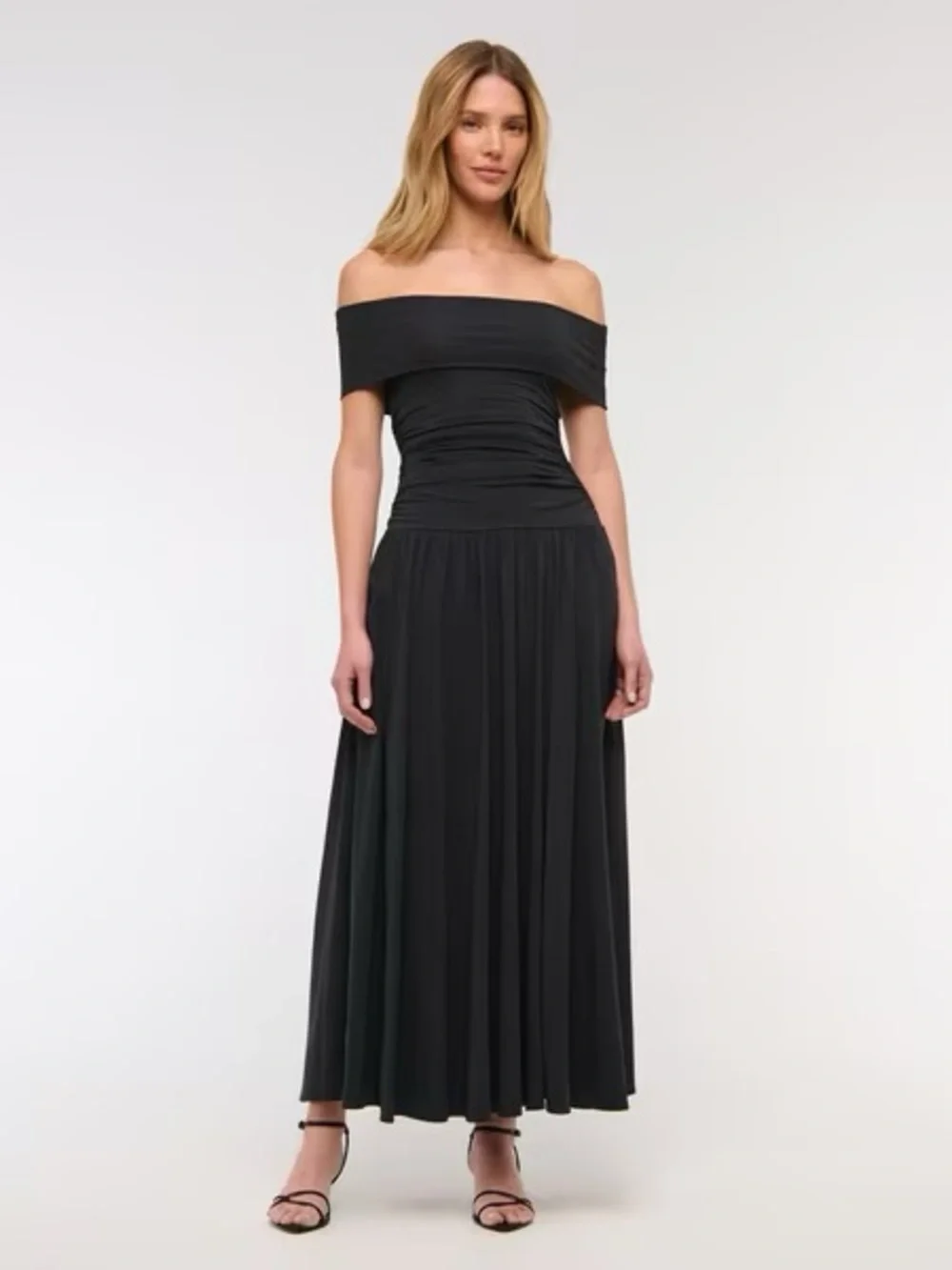 Abercrombie & Fitch Off-The-Shoulder Knit Maxi Dress Modal-Blend Collection L